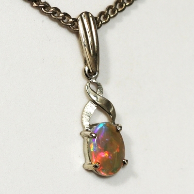 Stirling silver Pendant with SOLID SEMI BLACK OPAL Sparkling bright multicolours